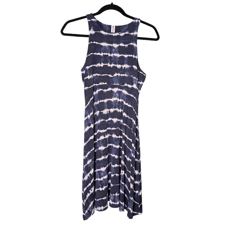 Athleta Santorin Thera Summer Sun Dress Tie Dye Navy Blue White Size Extra Small